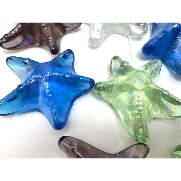 lot of  9 Vintage Art Glass Iridescent Starfish Sea Fish Paperweight Ocean Decor - Picture 5 of 7